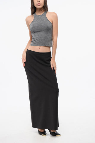 Longuette in Lana Vergine Stretch con Spacco sul Retro