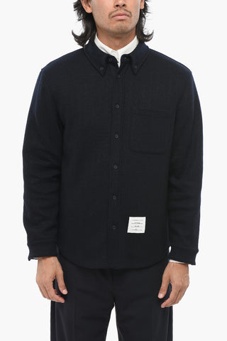 Wool and Cotton Oversized Fit Button-Down Collar Shirt