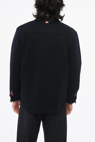 Wool and Cotton Oversized Fit Button-Down Collar Shirt