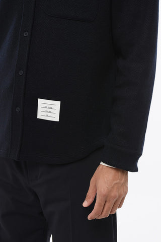 Wool and Cotton Oversized Fit Button-Down Collar Shirt