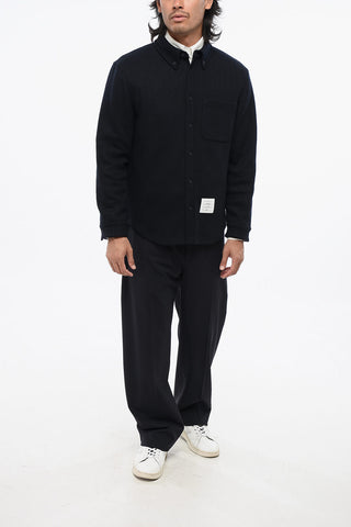 Wool and Cotton Oversized Fit Button-Down Collar Shirt