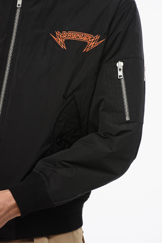 Solid-Color Bomber With Embroidery On Back