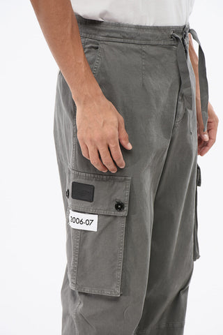 Stretch Cotton Cargo Pants with Cuffed Hem