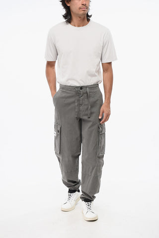 Stretch Cotton Cargo Pants with Cuffed Hem