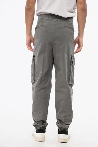 Stretch Cotton Cargo Pants with Cuffed Hem