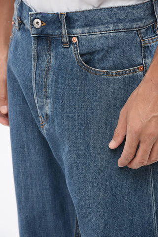 Jeans mit geradem Bein und 24 cm Leder-Logo-Patch
