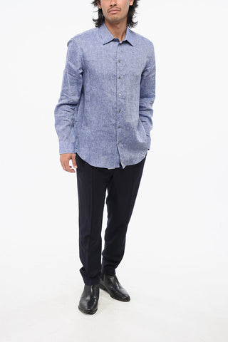 EMPORIO Camicia in Lino con Collo Francese