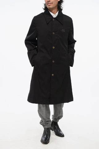 Solid-Color Raincoat with Silver Metal Logo