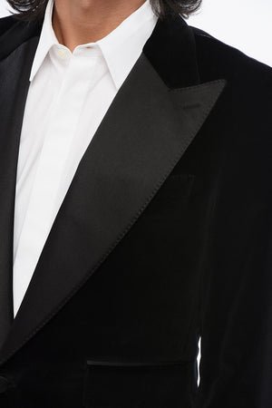Giacca Smoking in Velour con Revers a Lancia