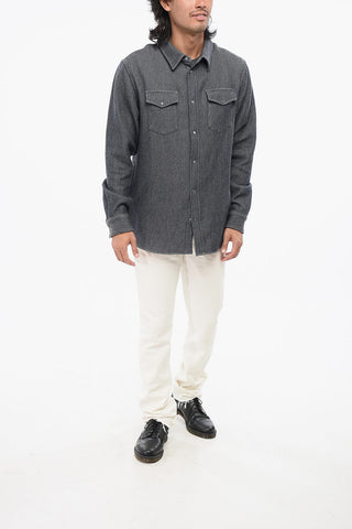Hemd aus Kaschmir-Mix mit Denim-Effekt