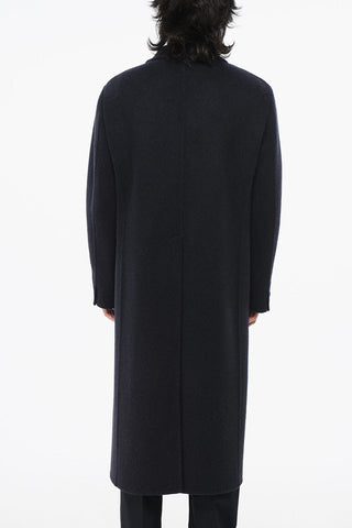 Double-Breasted Coat with One Vent and Peak Lapel