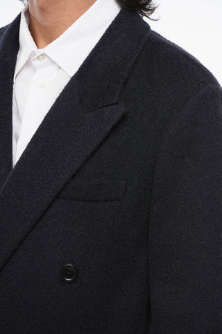 Double-Breasted Coat with One Vent and Peak Lapel