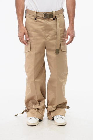 Pantaloni Cargo in Tinta Unita con Cintura