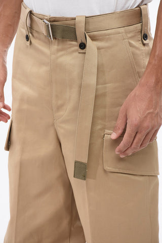Pantaloni Cargo in Tinta Unita con Cintura