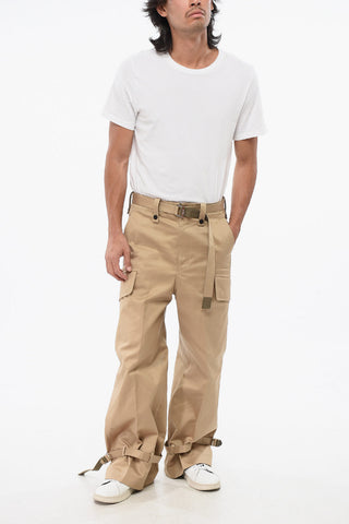 Pantaloni Cargo in Tinta Unita con Cintura