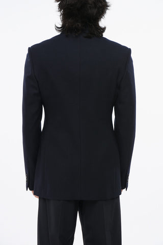 Wool Double Breasted Blazer with Flap Pockets
