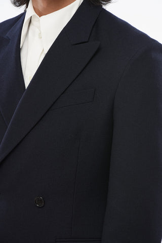 Wool Double Breasted Blazer with Flap Pockets