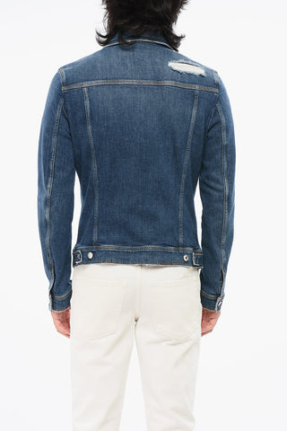 Giubbotto in Denim Stretch Effetto Vintage