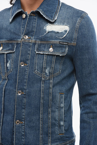 Giubbotto in Denim Stretch Effetto Vintage