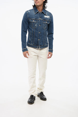 Giubbotto in Denim Stretch Effetto Vintage