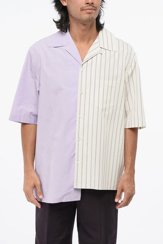 Short Sleeved Pure Cotton Shirt with Double Pattern