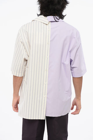 Short Sleeved Pure Cotton Shirt with Double Pattern