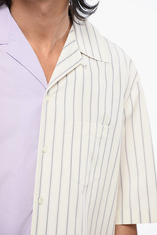 Short Sleeved Pure Cotton Shirt with Double Pattern