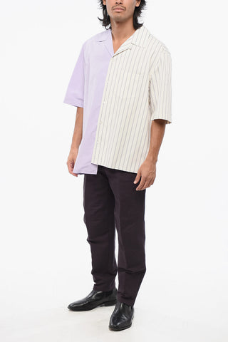 Short Sleeved Pure Cotton Shirt with Double Pattern