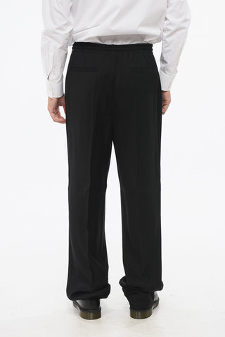 Straight Leg Pants with Elastic Waistband and Golden Medusa Details