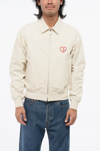 Lightweight Cotton Bomber Jacket with Embroidered Logo