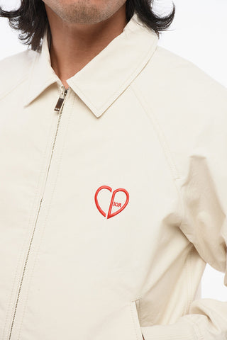 Lightweight Cotton Bomber Jacket with Embroidered Logo