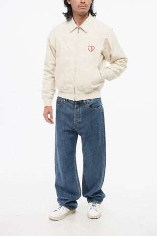 Lightweight Cotton Bomber Jacket with Embroidered Logo