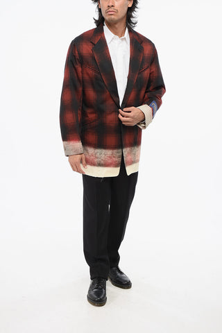 MM1 One-Button Cotton Ombre-Effect Blazer with Flap Pockets
