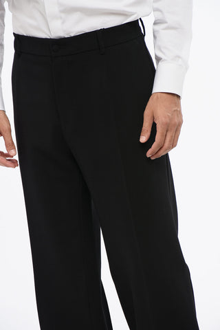 Virgin Wool Straight-Leg Trousers with Belt Loops