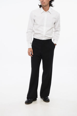 Virgin Wool Straight-Leg Trousers with Belt Loops