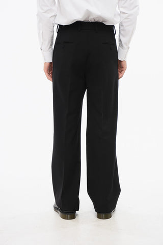 Virgin Wool Straight-Leg Trousers with Belt Loops