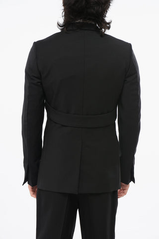 Wool Blend Slim Fit Blazer with U-Lock Closure