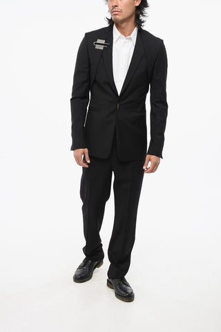 Wool Blend Slim Fit Blazer with U-Lock Closure