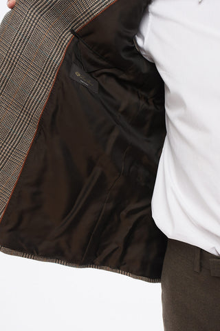 Zweireihige Jacke MILANO aus Leinen und Kaschmir mit zwei Schlitzen und Spitzenrevers