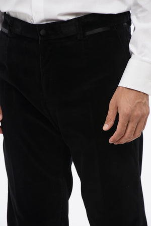 Solid Velour Pants with Silk Trims