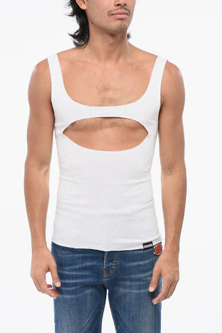 Tank Top in Cotone a Costine