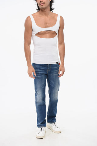 Tank Top in Cotone a Costine