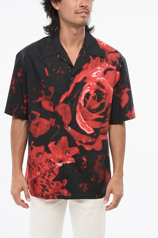 Two-Tone Short-Sleeve Shirt with Chest Pocket
