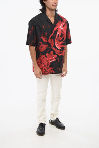 Two-Tone Short-Sleeve Shirt with Chest Pocket