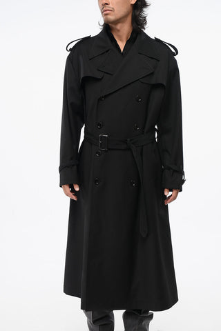 Virgin Wool Double-Breasted Trench with Belt