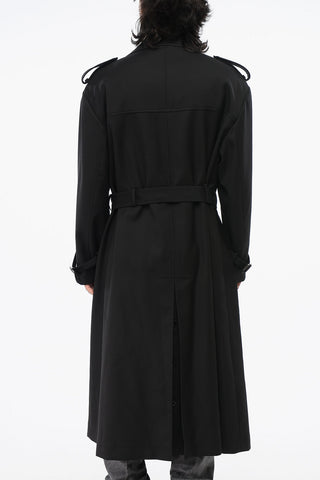 Virgin Wool Double-Breasted Trench with Belt