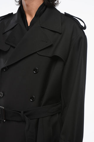 Virgin Wool Double-Breasted Trench with Belt