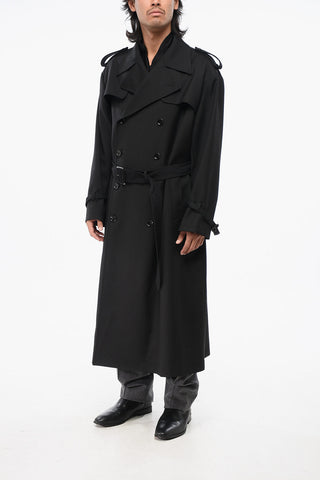 Virgin Wool Double-Breasted Trench with Belt