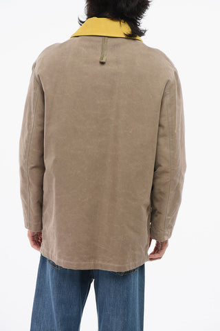 Waxed Cotton-Blend Utility Jacket with Leather Collar