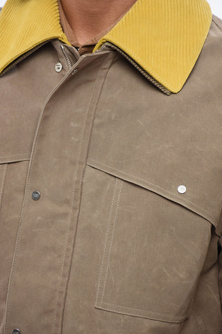 Waxed Cotton-Blend Utility Jacket with Leather Collar